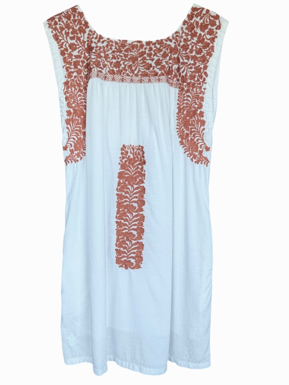 J. Marie Whitney Rust Floral Embroidered Knee-Length Sleeveless Dress Sz S